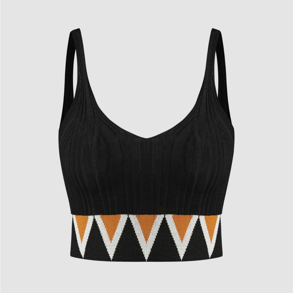 Boho print knit tank top